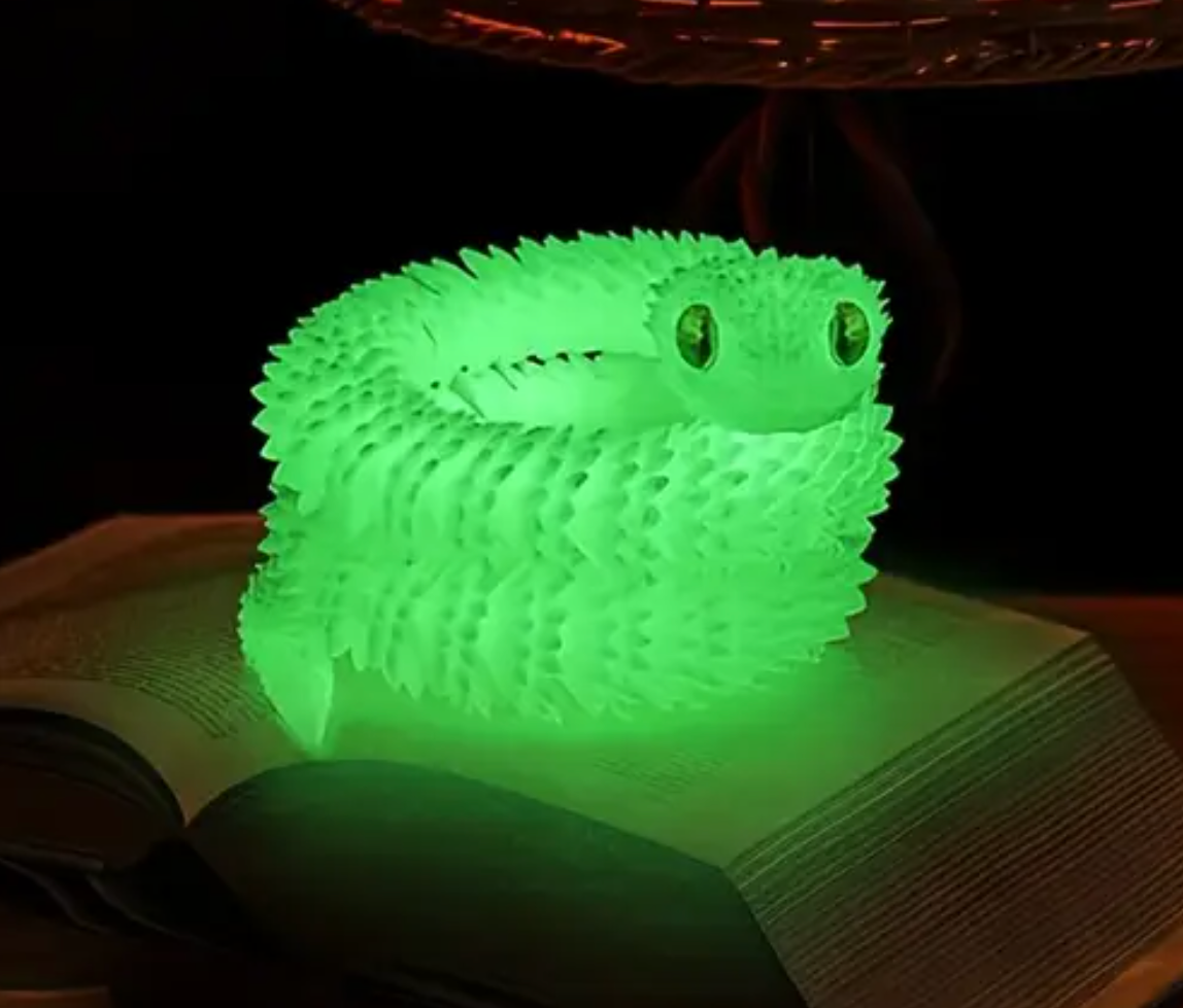 Glow-in-the-Dark 30cm Articulated White Snake