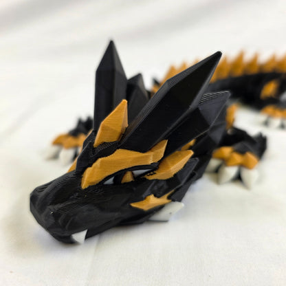 Obsidian Gold Dragon – 3D Printed Articulated Fantasy Showpiece