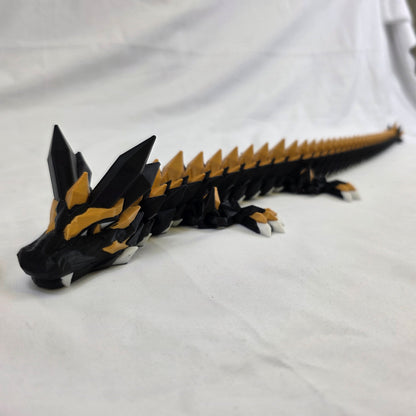 Obsidian Gold Dragon – 3D Printed Articulated Fantasy Showpiece