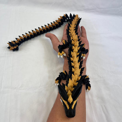 Obsidian Gold Dragon – 3D Printed Articulated Fantasy Showpiece