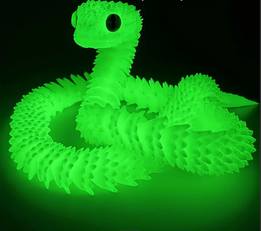 Glow-in-the-Dark 30cm Articulated White Snake